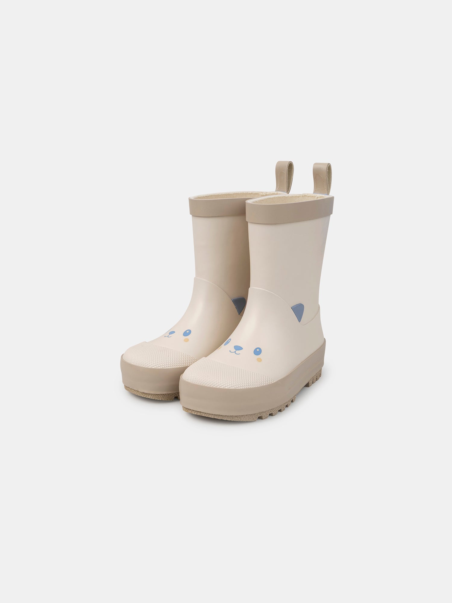 Botas de chuva bege impressas com cabeça de urso Bebé Menino