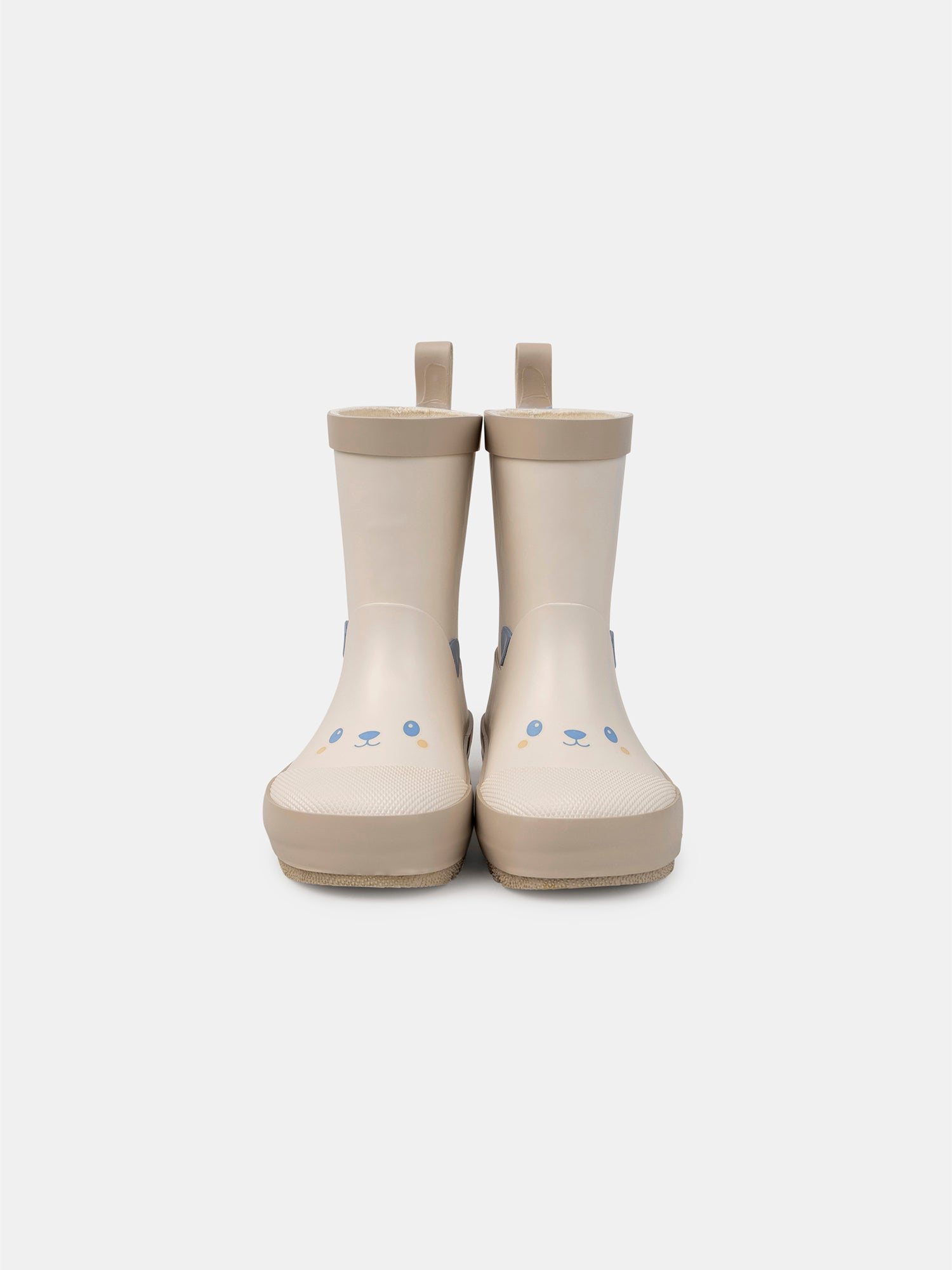 Botas de chuva bege impressas com cabeça de urso Bebé Menino