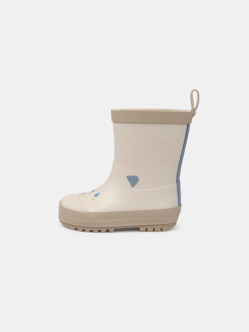 Botas de chuva bege impressas com cabeça de urso Bebé Menino