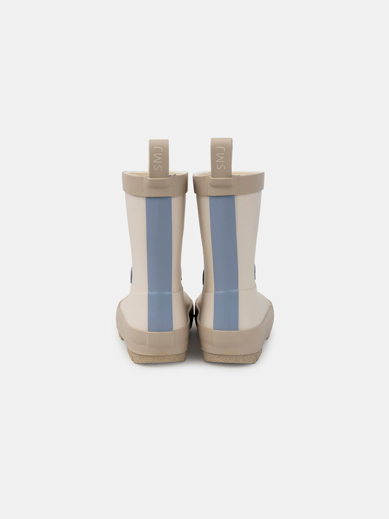 Botas de chuva bege impressas com cabeça de urso Bebé Menino