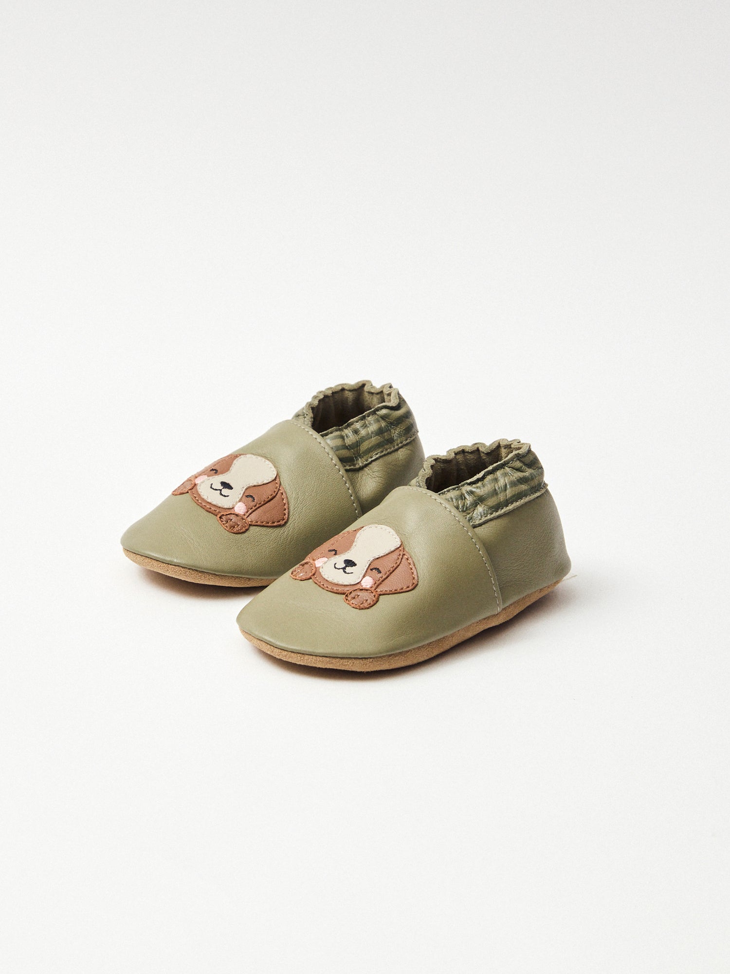 Pantufas verdes com patch cabeça de cão Bebé Menino