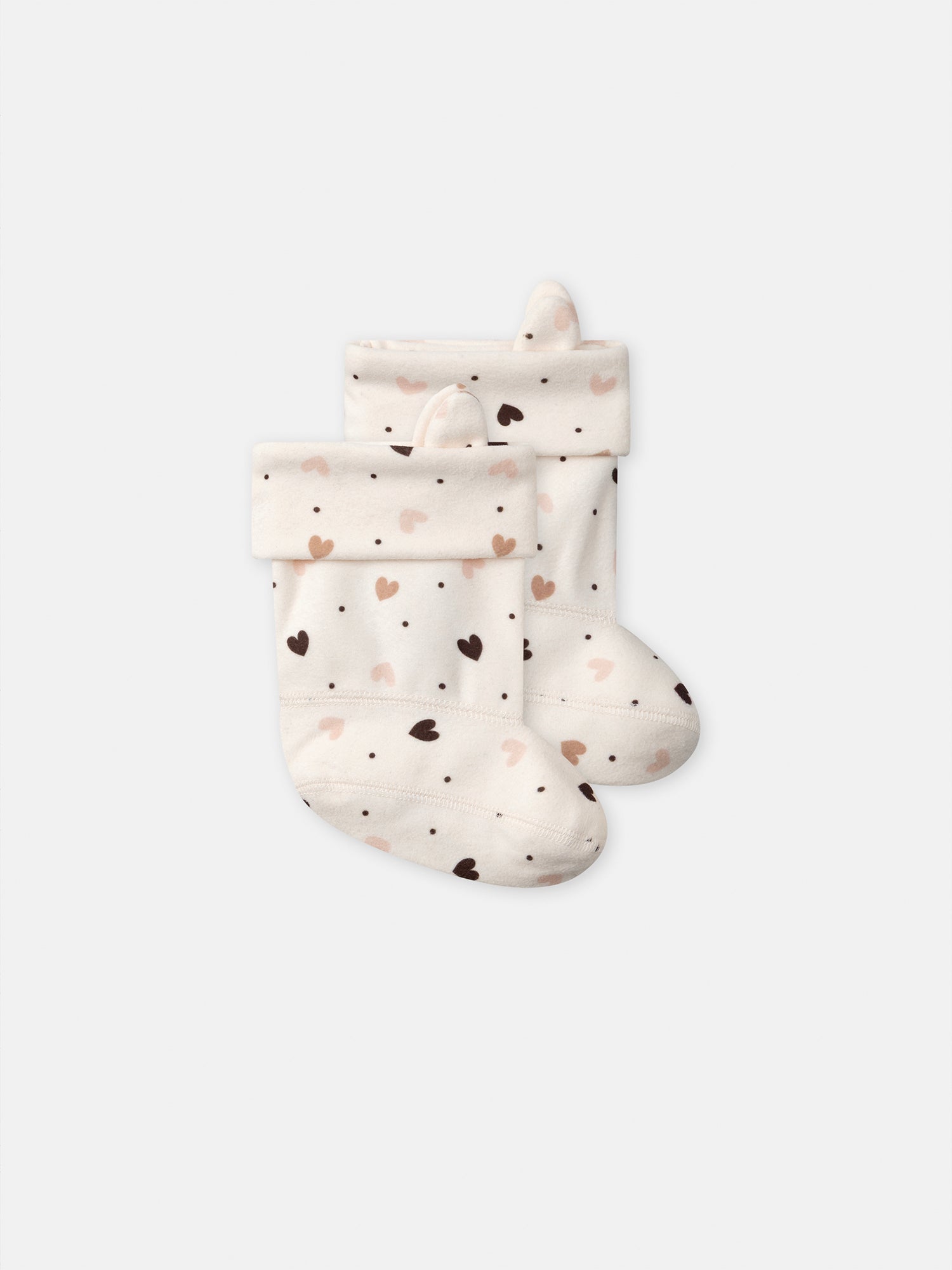 Bota de chuva ecru com coração para meninas