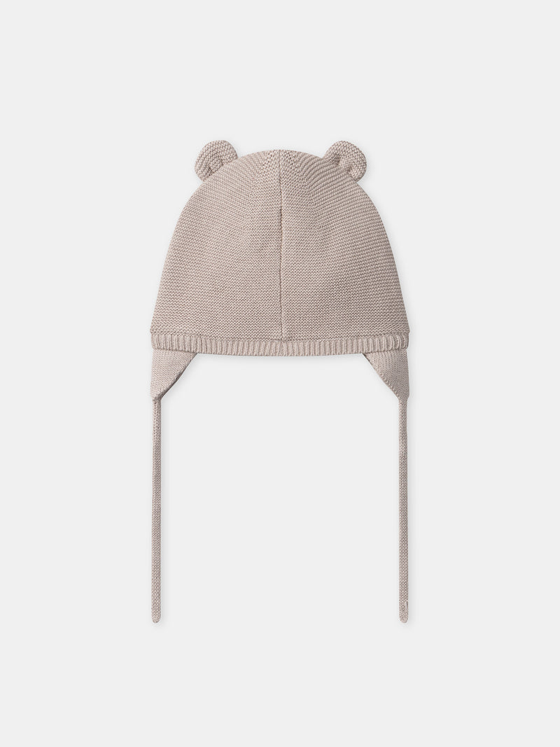 Gorro cinza de malha com rosto de animal para rapazes