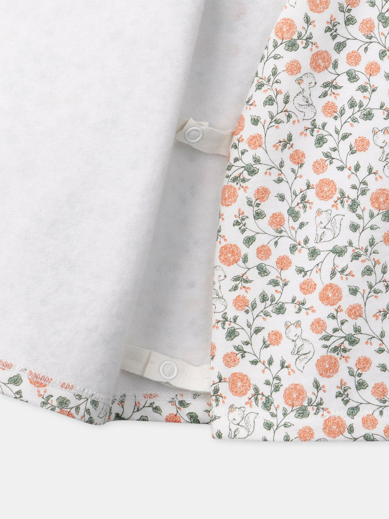 Conjunto de sweatshirt com estampado floral + leggings + meias para recém-nascida