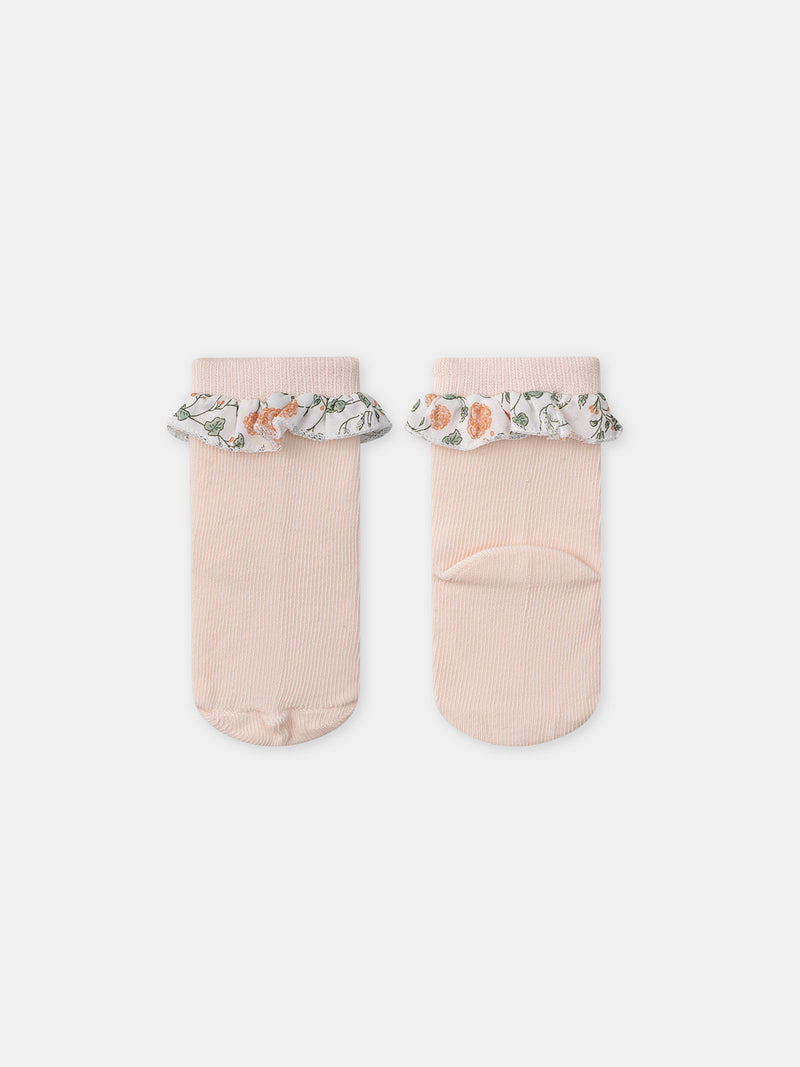 Conjunto de sweatshirt com estampado floral + leggings + meias para recém-nascida