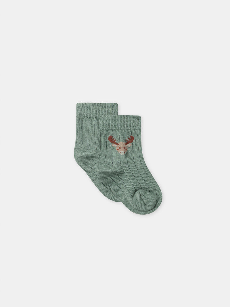 Conjunto riscas verdes + body + meias para menino recém-nascido
