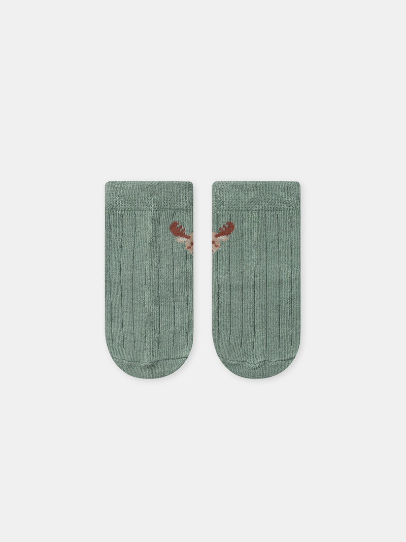 Conjunto riscas verdes + body + meias para menino recém-nascido
