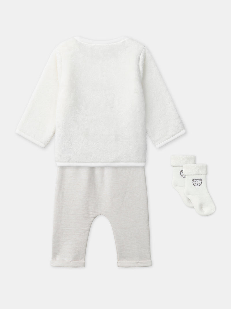 Conjunto de sweatshirt branco + calças + meias Nascimento Unissexo