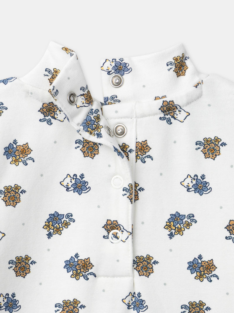 Body branco com estampado floral e colar para meninas