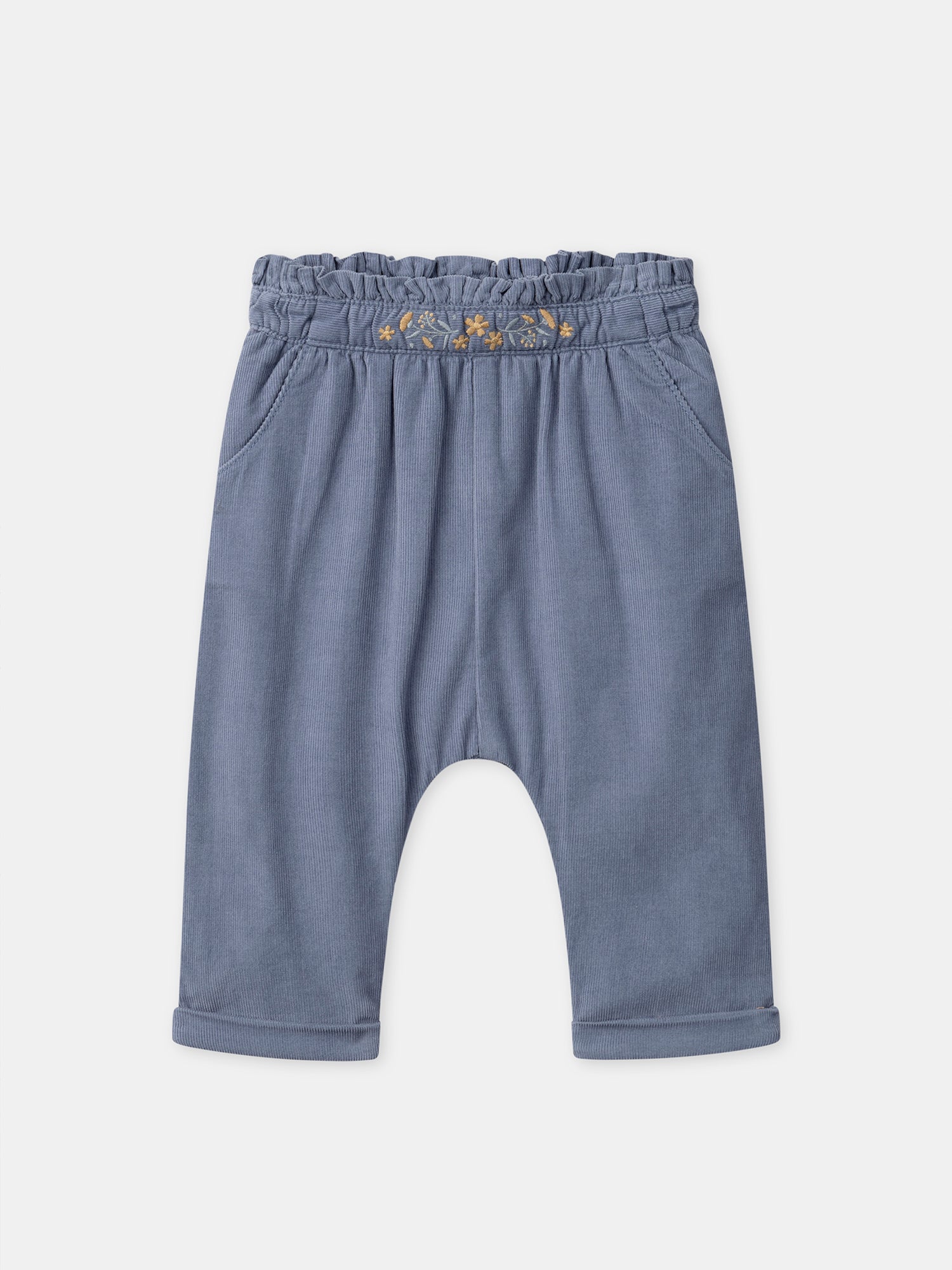 Pantalon bleu en velours Bébé Fille