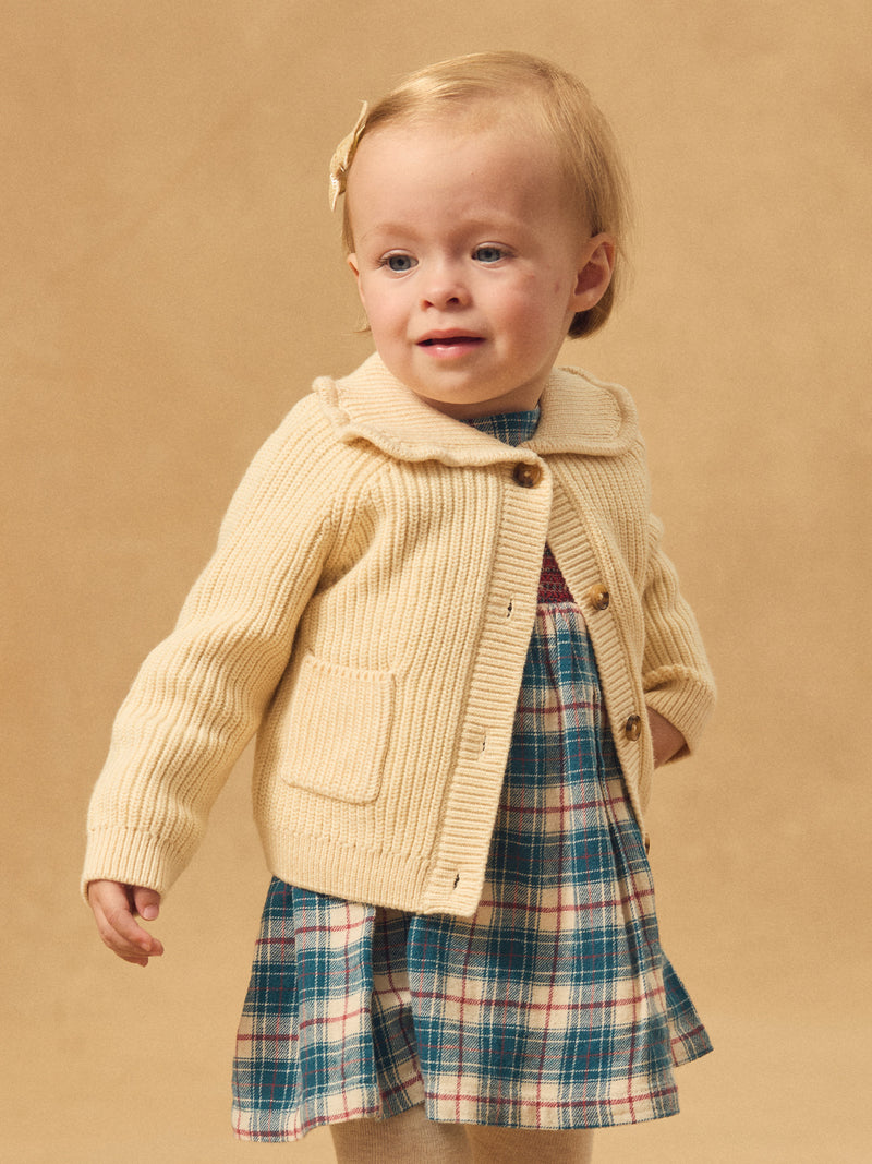 Cardigan Ecru com Gola de Bebé para Meninas