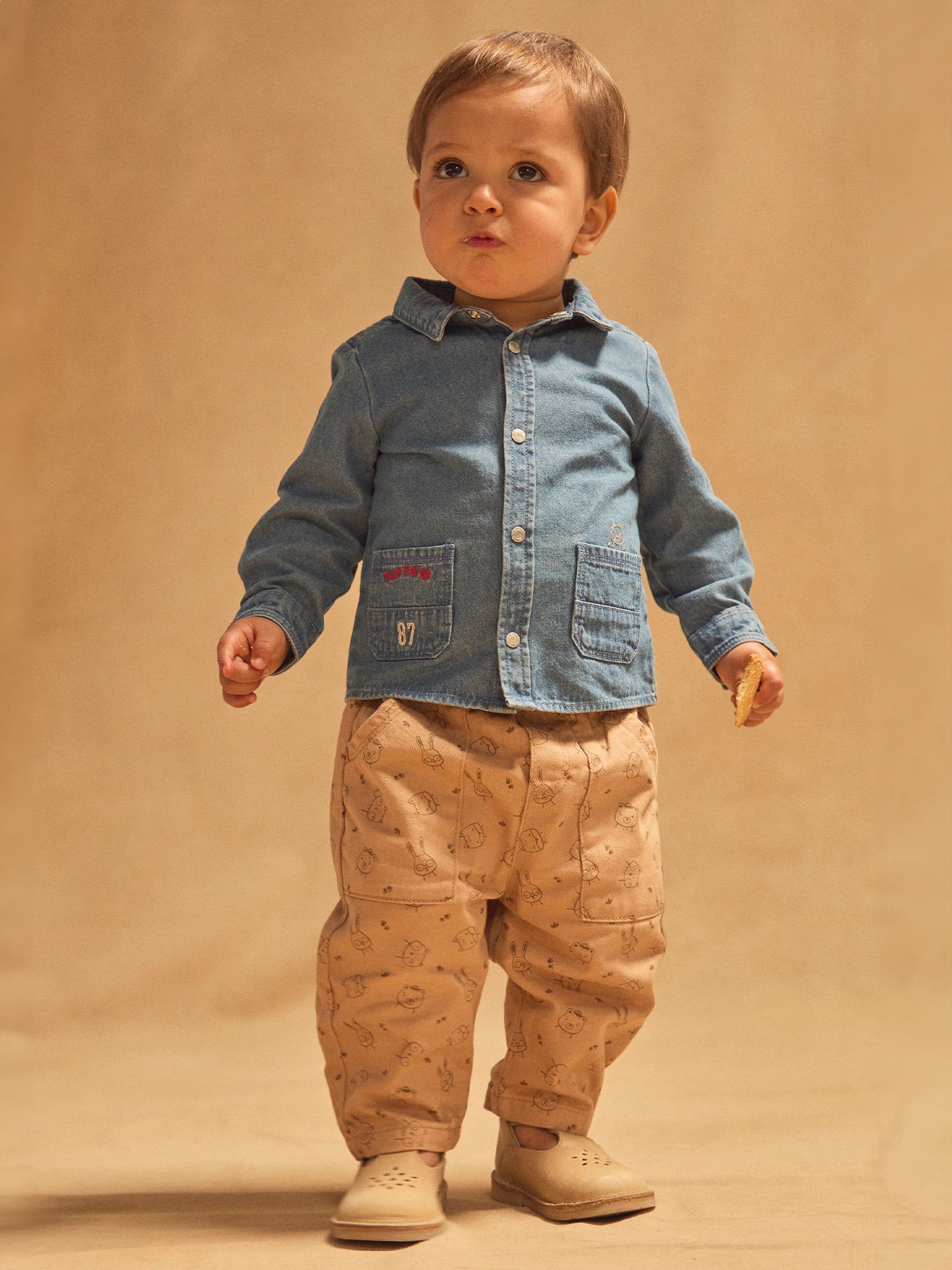 Pantalon marron clair imprimé animaux Bébé Garçon