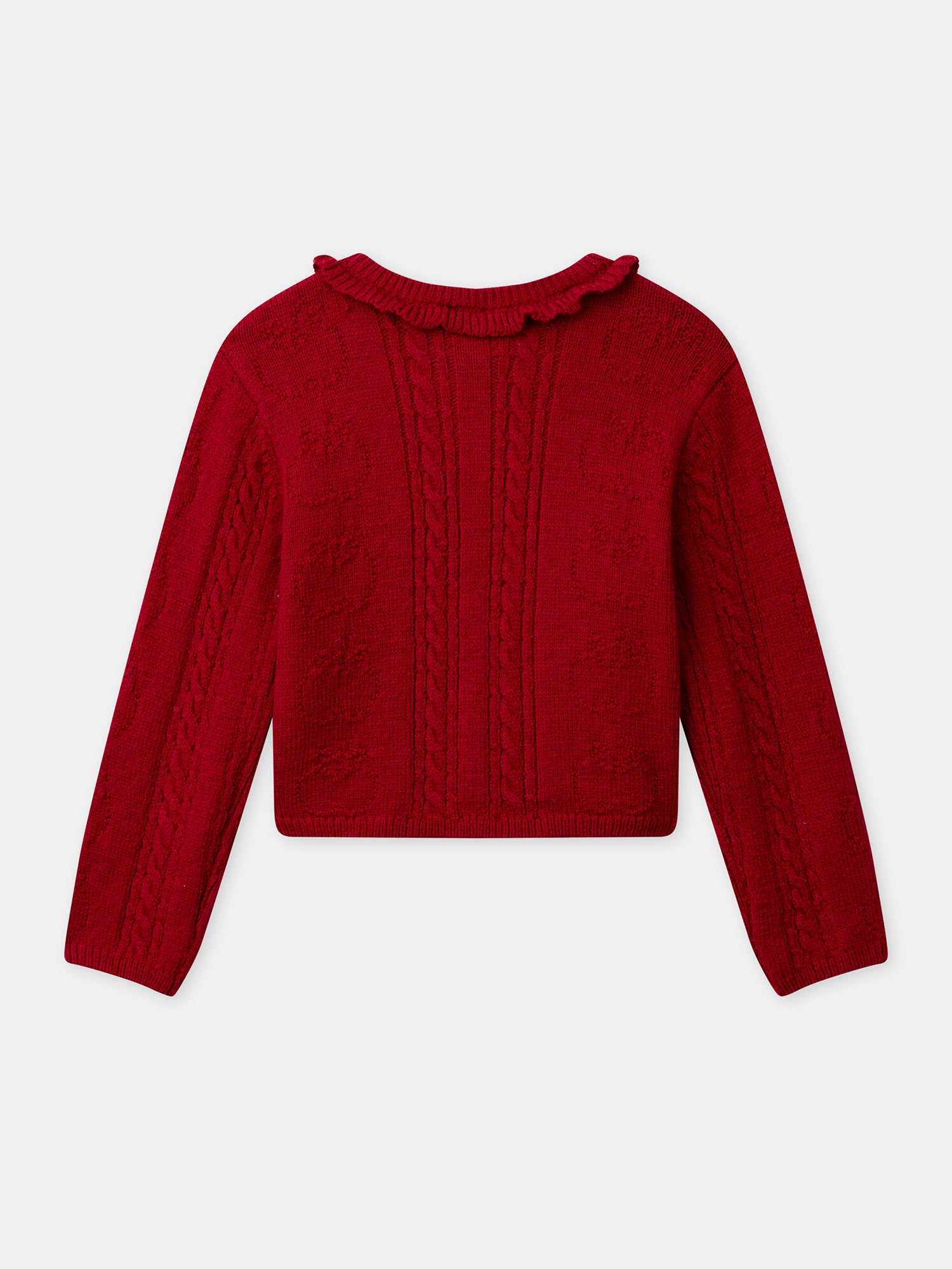 Cardigan vermelho com volantes para meninas