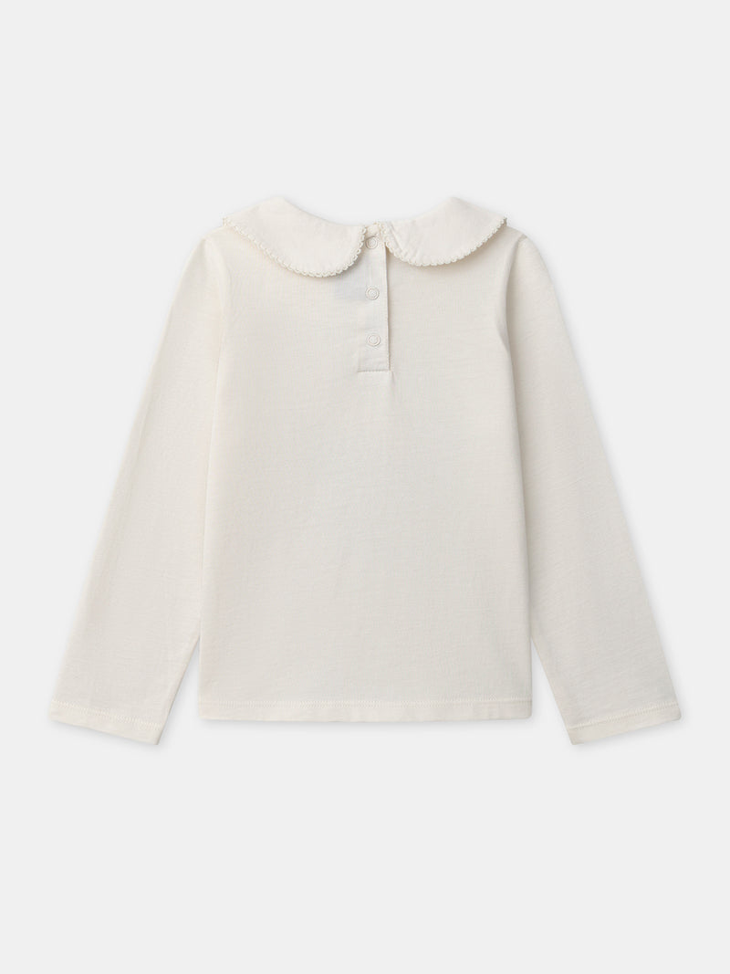 T-shirt de mangas longas em marfim com estampa de esquilo para meninas