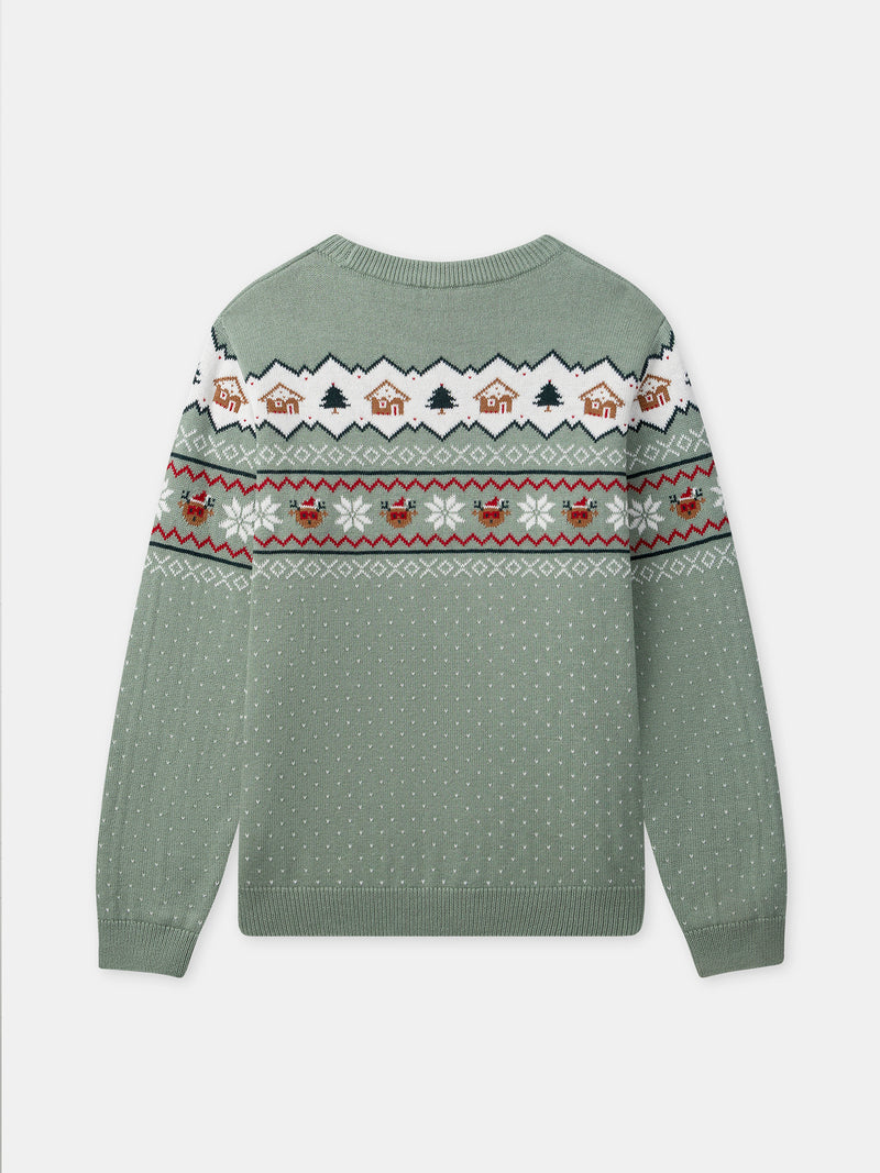 Pull de noël vert sauge Homme