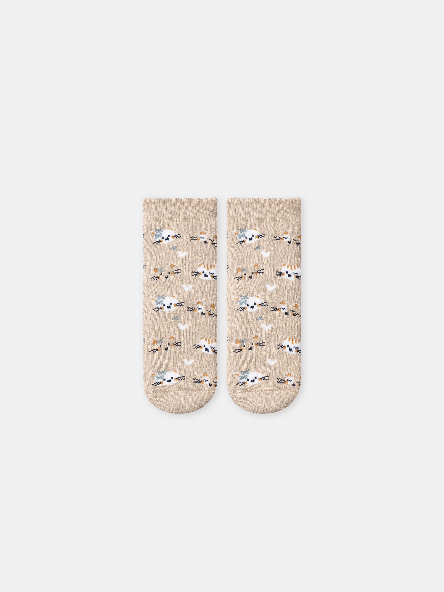 Chaussettes beiges à motifs têtes de chats Bébé Fille
