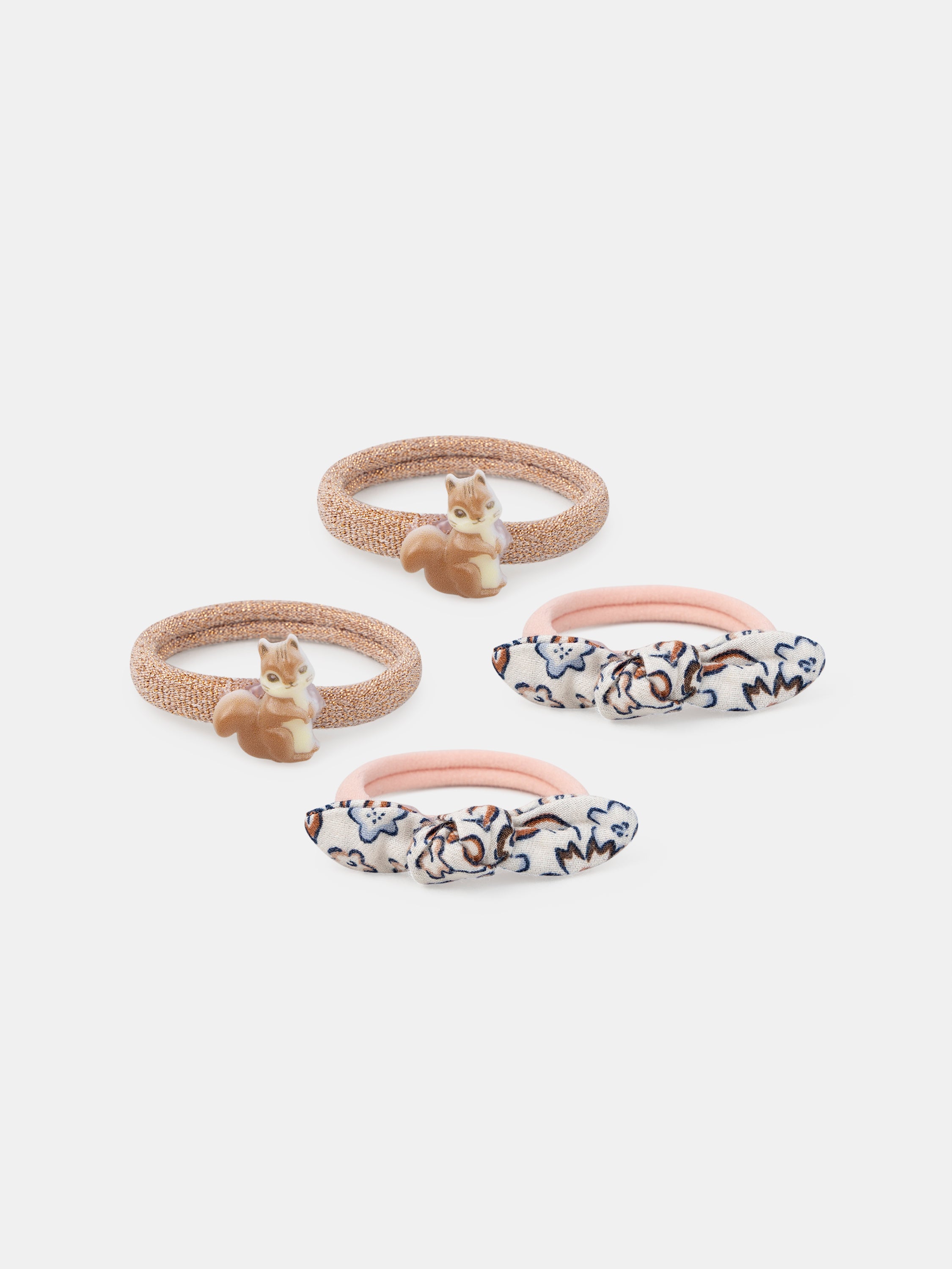 Conjunto de 2 pares de elásticos de esquilo ou estampados de flores para meninas