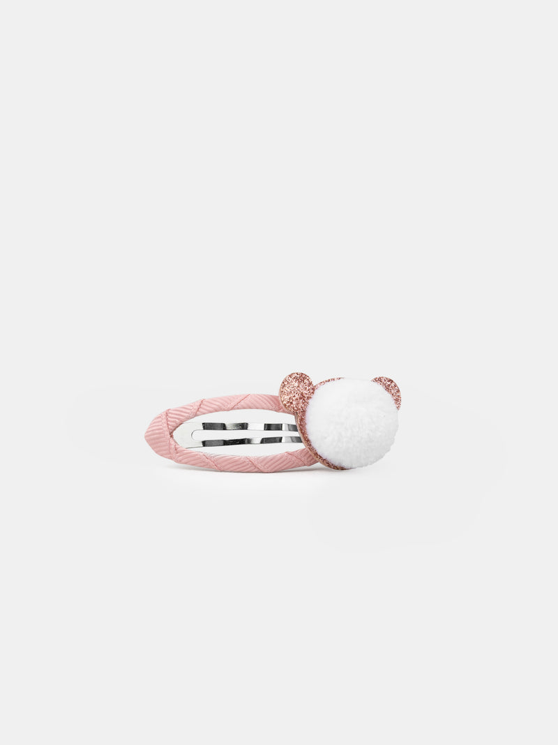 2 Clips Rosa Pom Pom Urso para Meninas