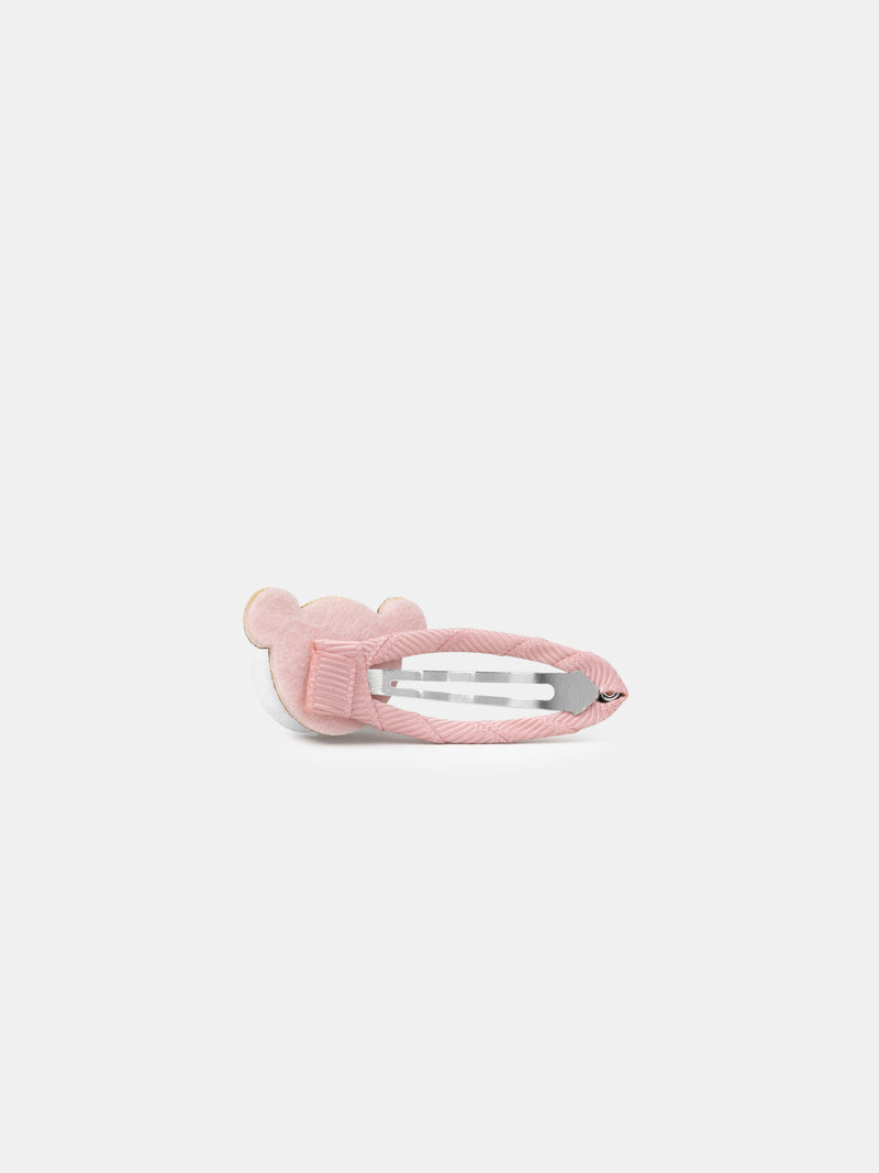 2 Clips Rosa Pom Pom Urso para Meninas