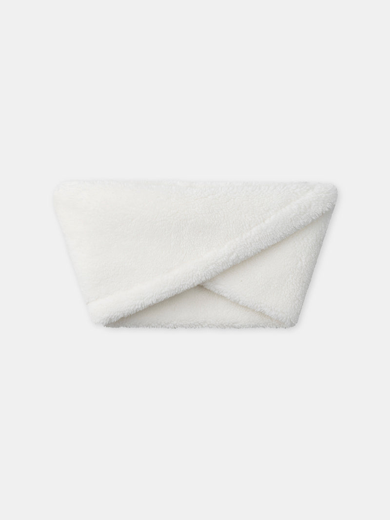 Cachecol Branco com Bordado de Cão para Meninas