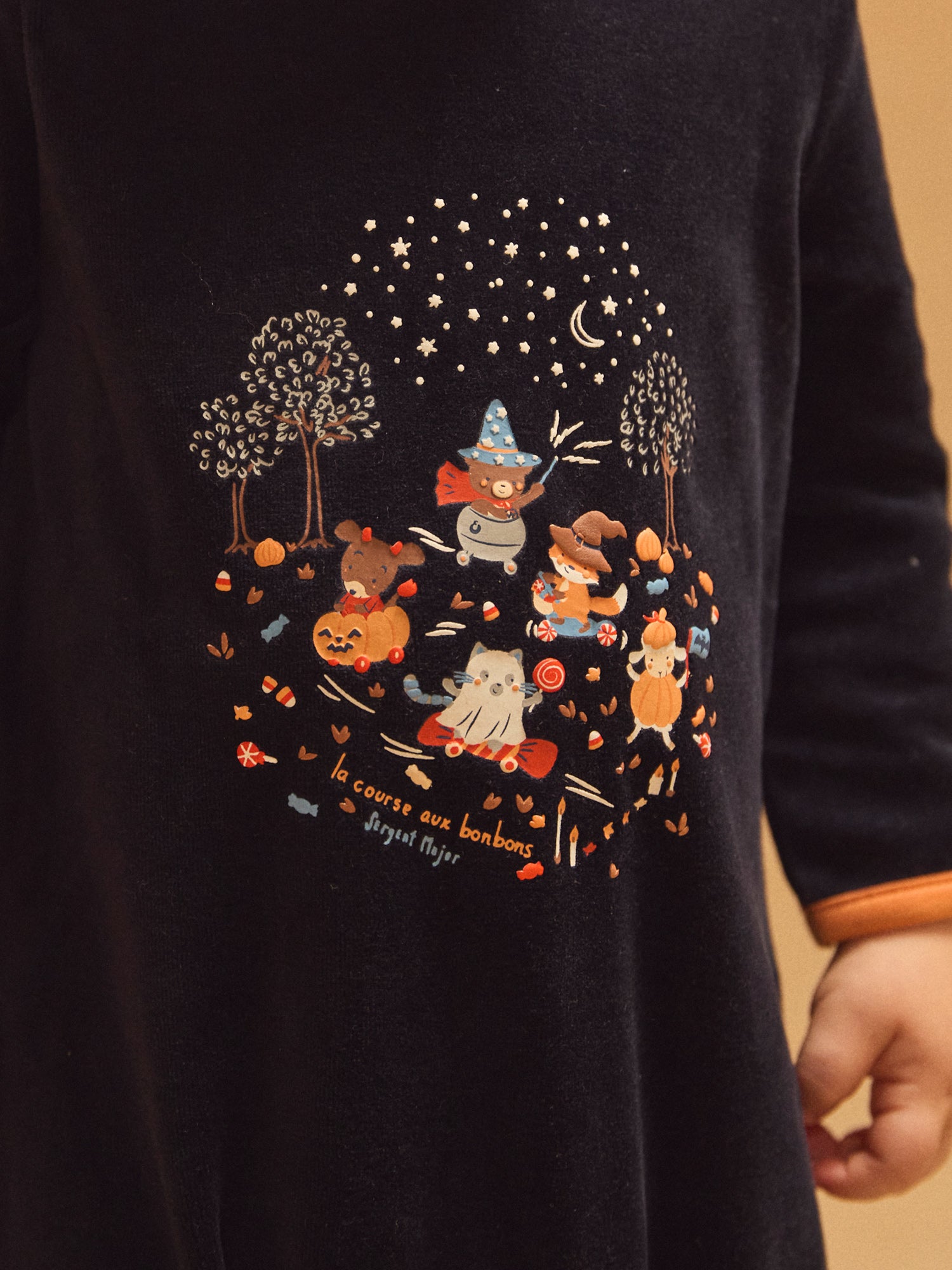 Macacão de veludo azul marinho + Chapéu de abóbora para menino bebé