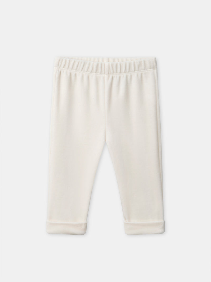 Pijama riscas em marfim e coelho para menino bebé