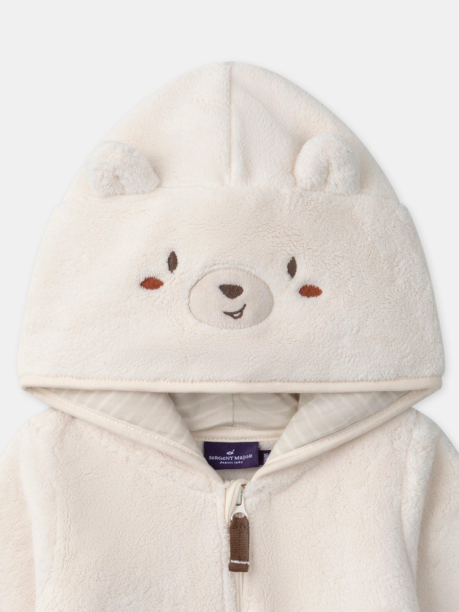 Combinaison écru à capuche ours Bébé Garçon
