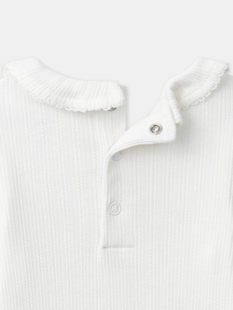 Conjunto floral + body ecru + meias com fita Nascimento Menina