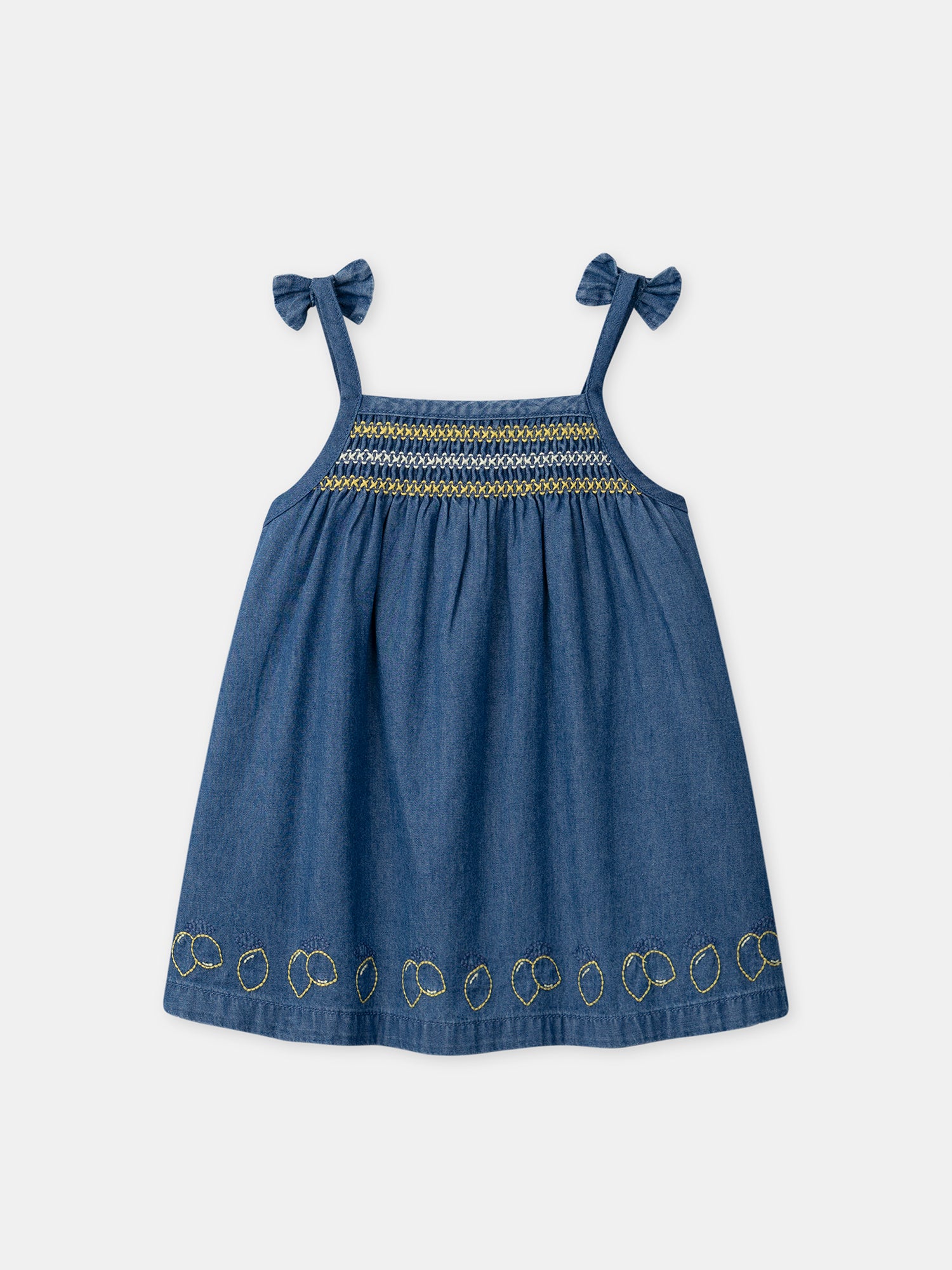 Vestido de denim com bordados de limão para Bebé Mulher