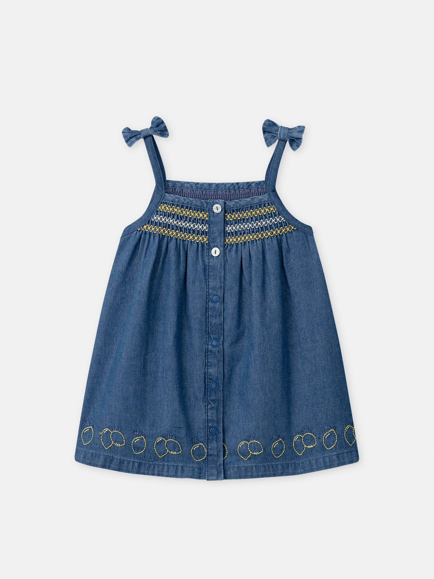 Vestido de denim com bordados de limão para Bebé Mulher