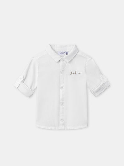Camisa Ecru com Mangas Arreganhadas Bebé Menino