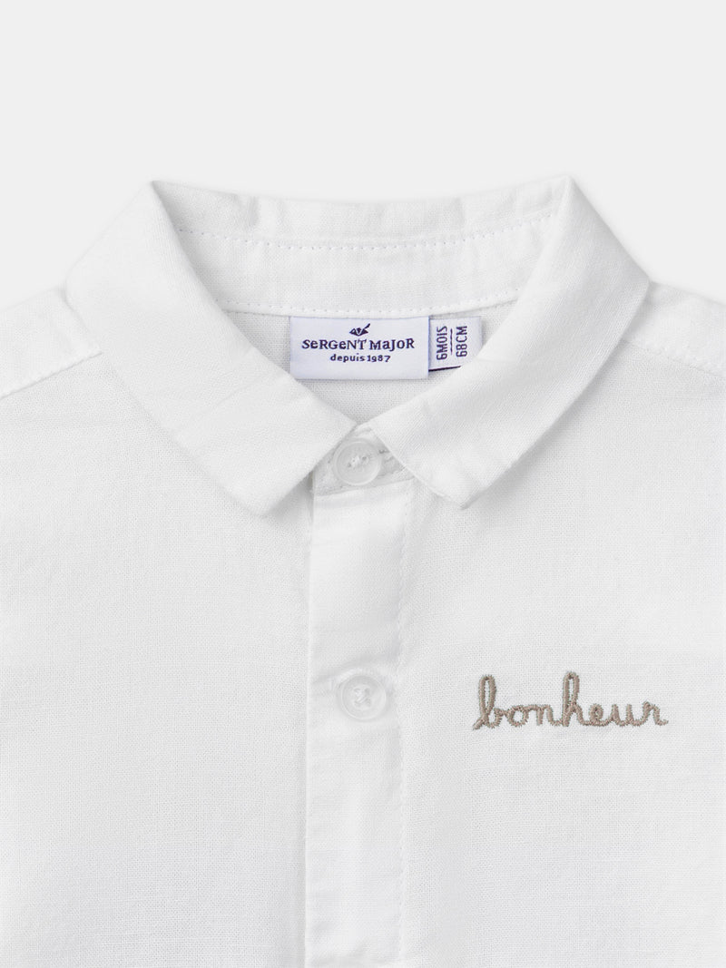 Camisa Ecru com Mangas Arreganhadas Bebé Menino