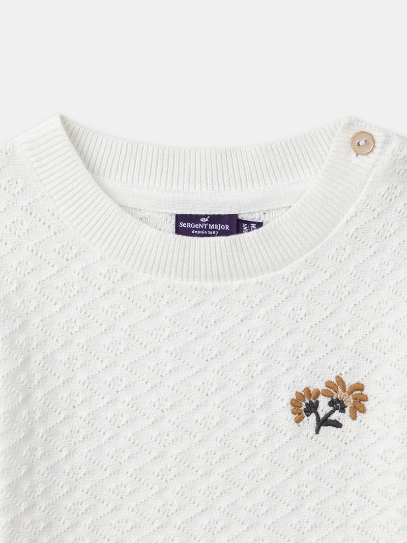 T-shirt em malha Ecru para Meninas