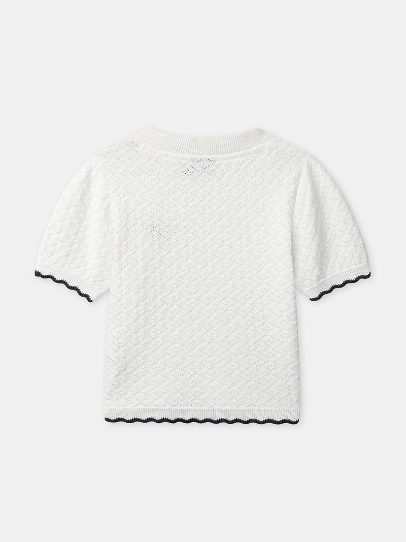 T-shirt em malha Ecru para Meninas