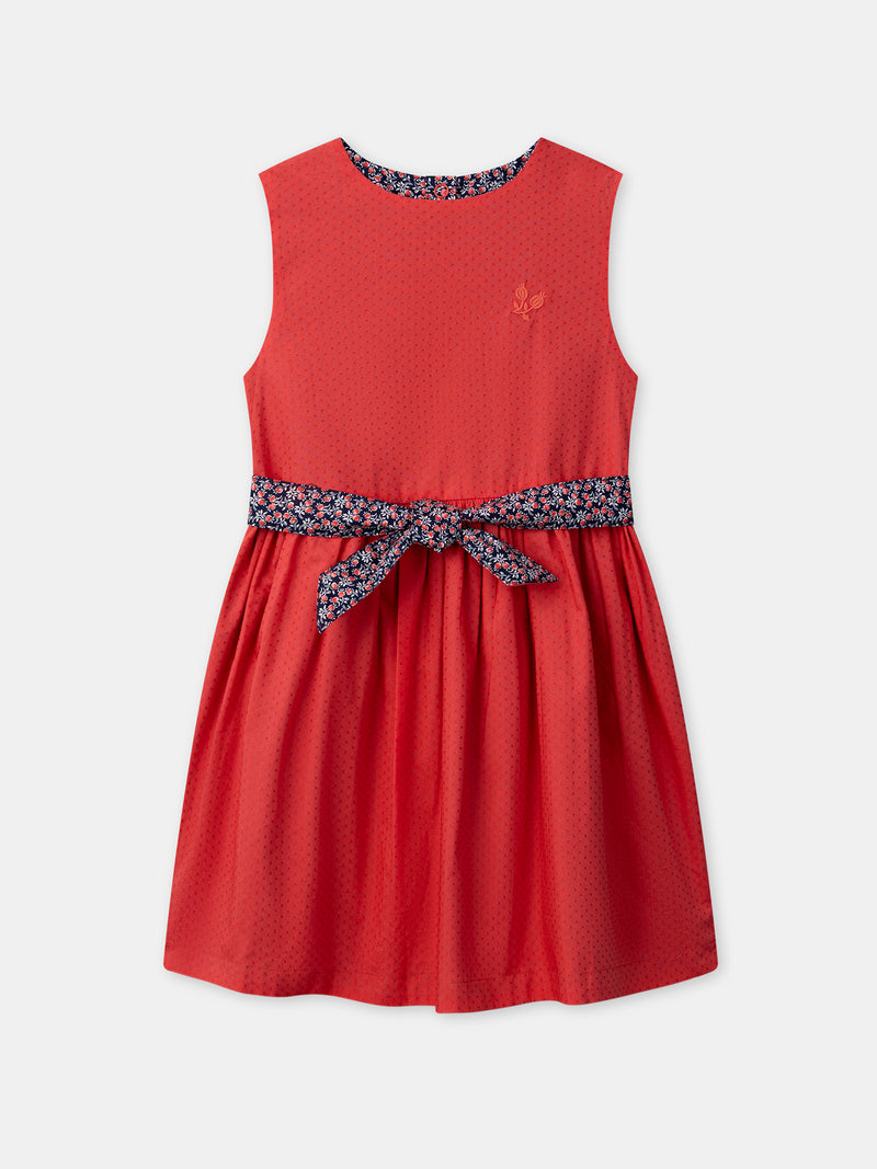 Vestido Reversível Vermelho ou com Estampa Floral para Menina