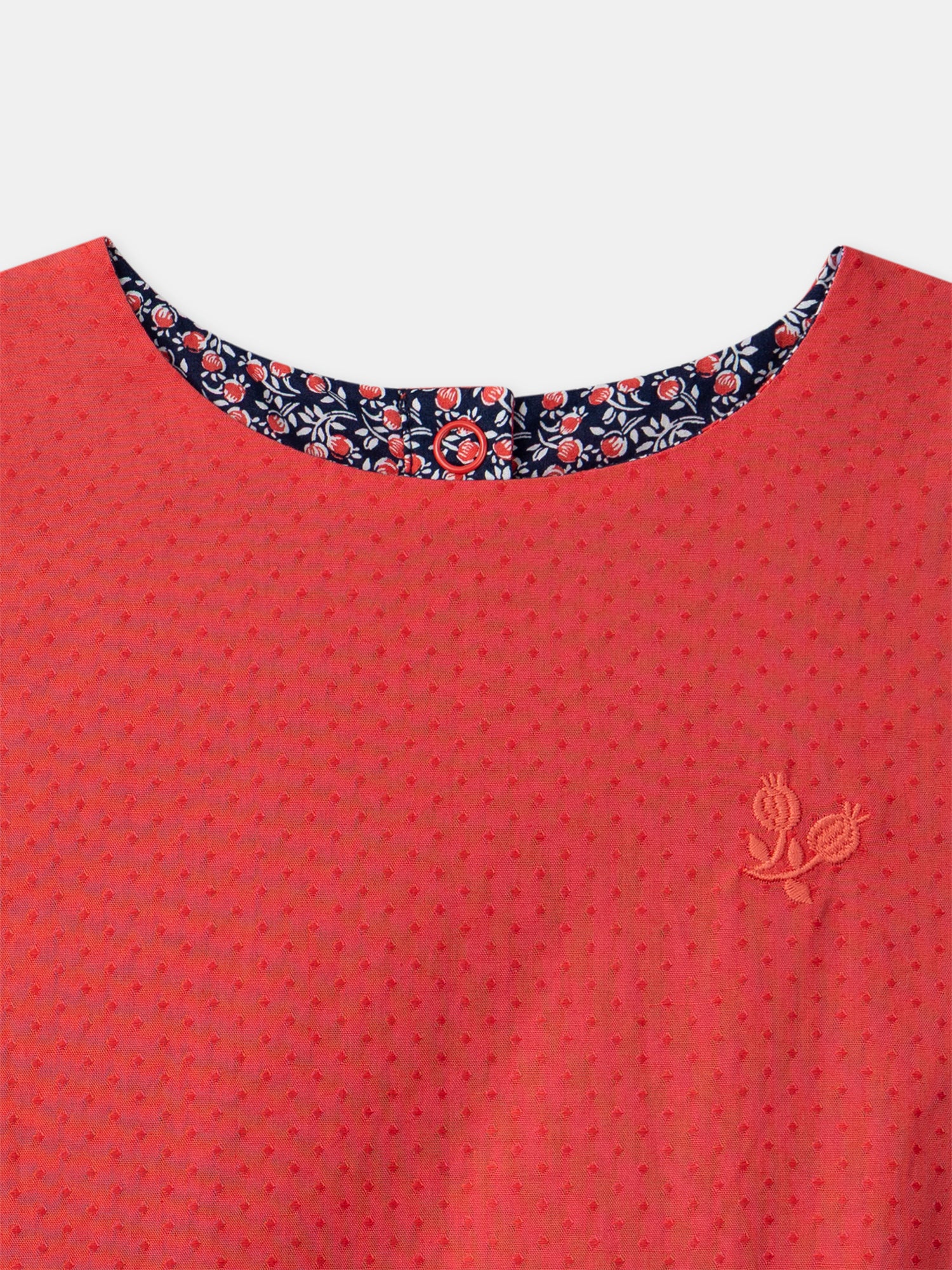 Vestido Reversível Vermelho ou com Estampa Floral para Menina