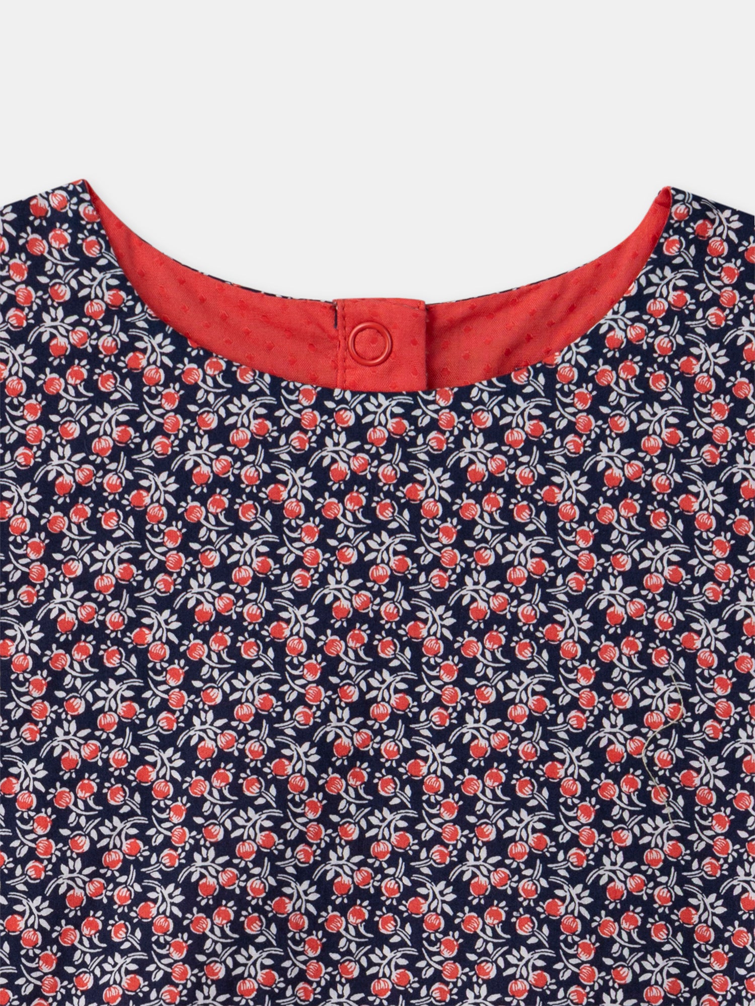 Vestido Reversível Vermelho ou com Estampa Floral para Menina