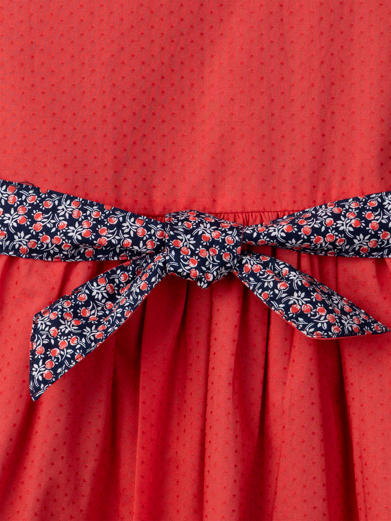 Vestido Reversível Vermelho ou com Estampa Floral para Menina