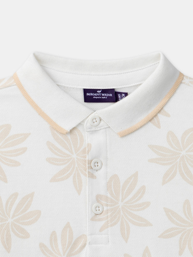 Polo ecru com motivo de palmeiras para menino