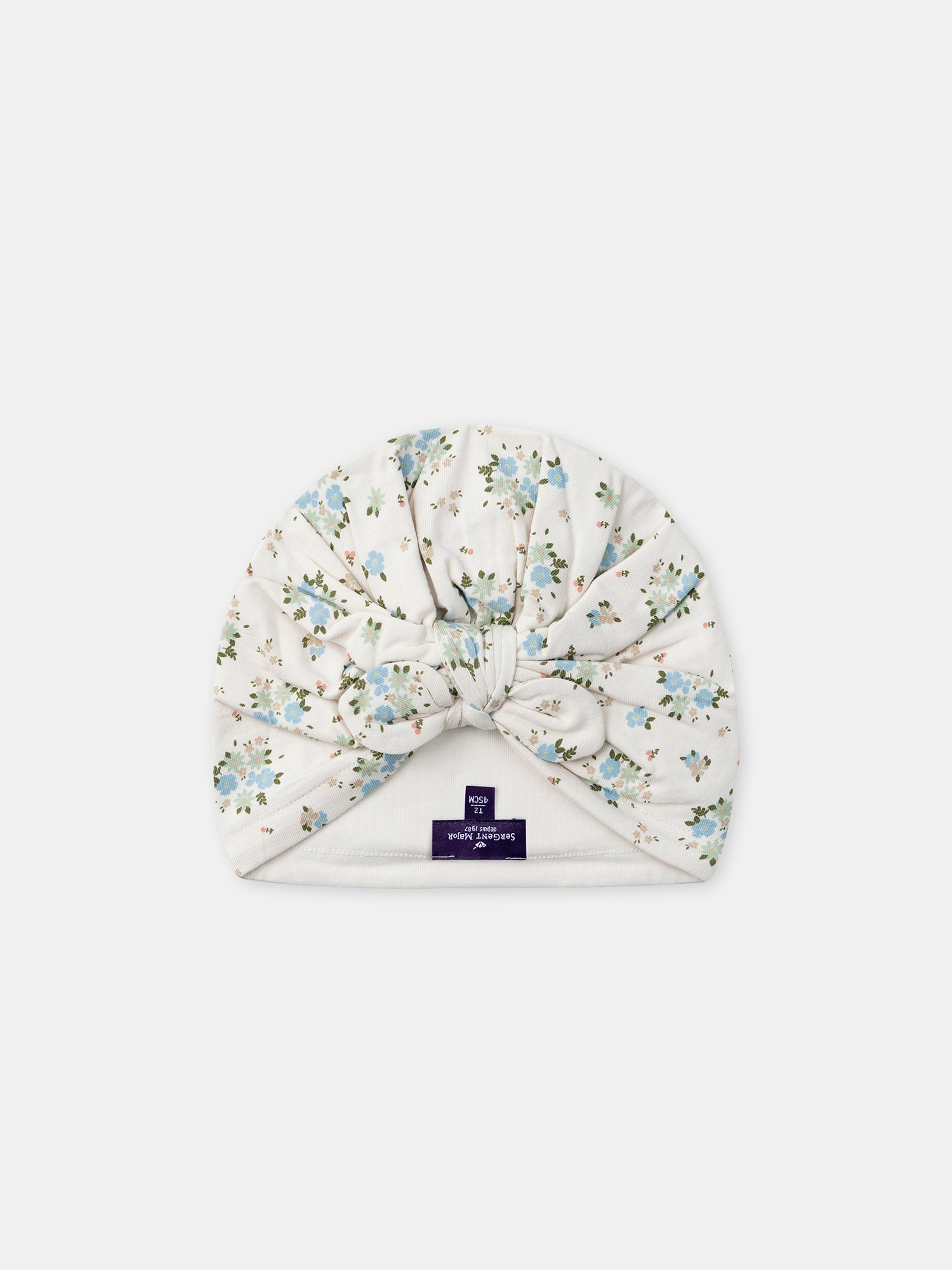 Turban ivory com impressão floral para bebé menina