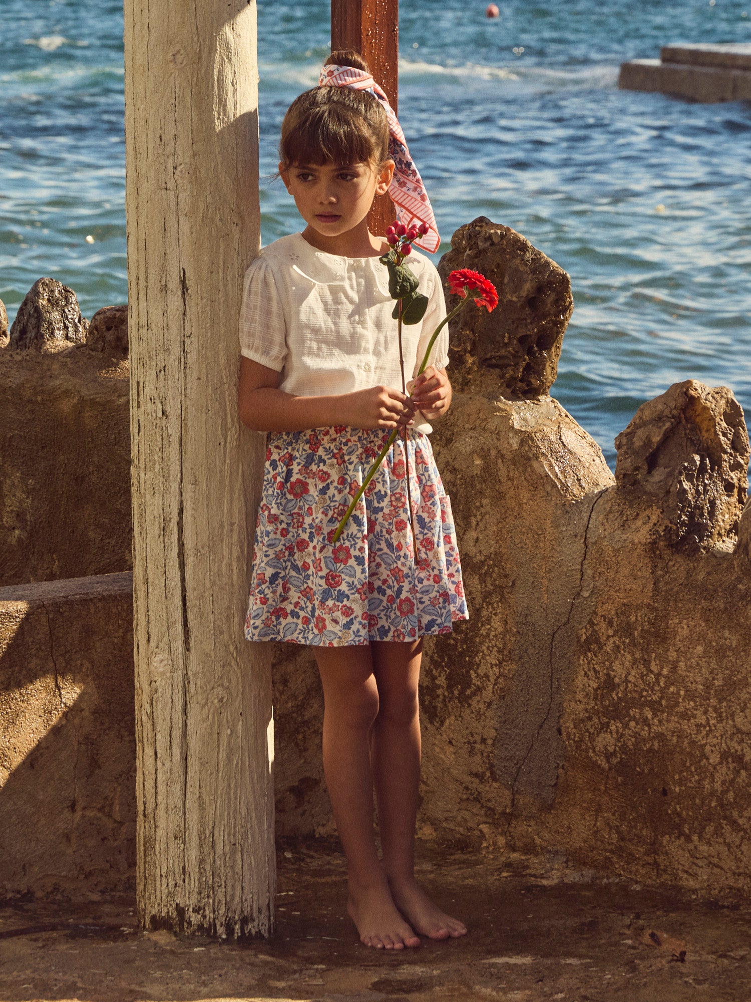 Cachecol com estampado floral para Meninas