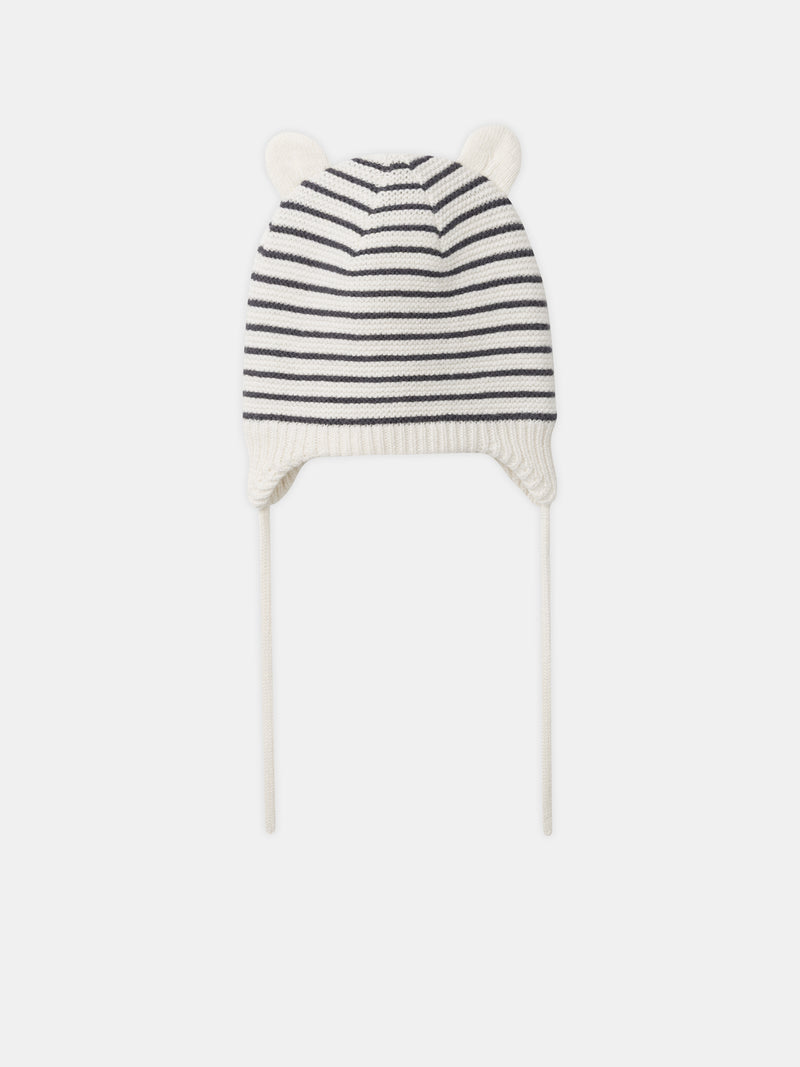 Gorro com Riscas Ecru e Cinzas Nascimento Misto