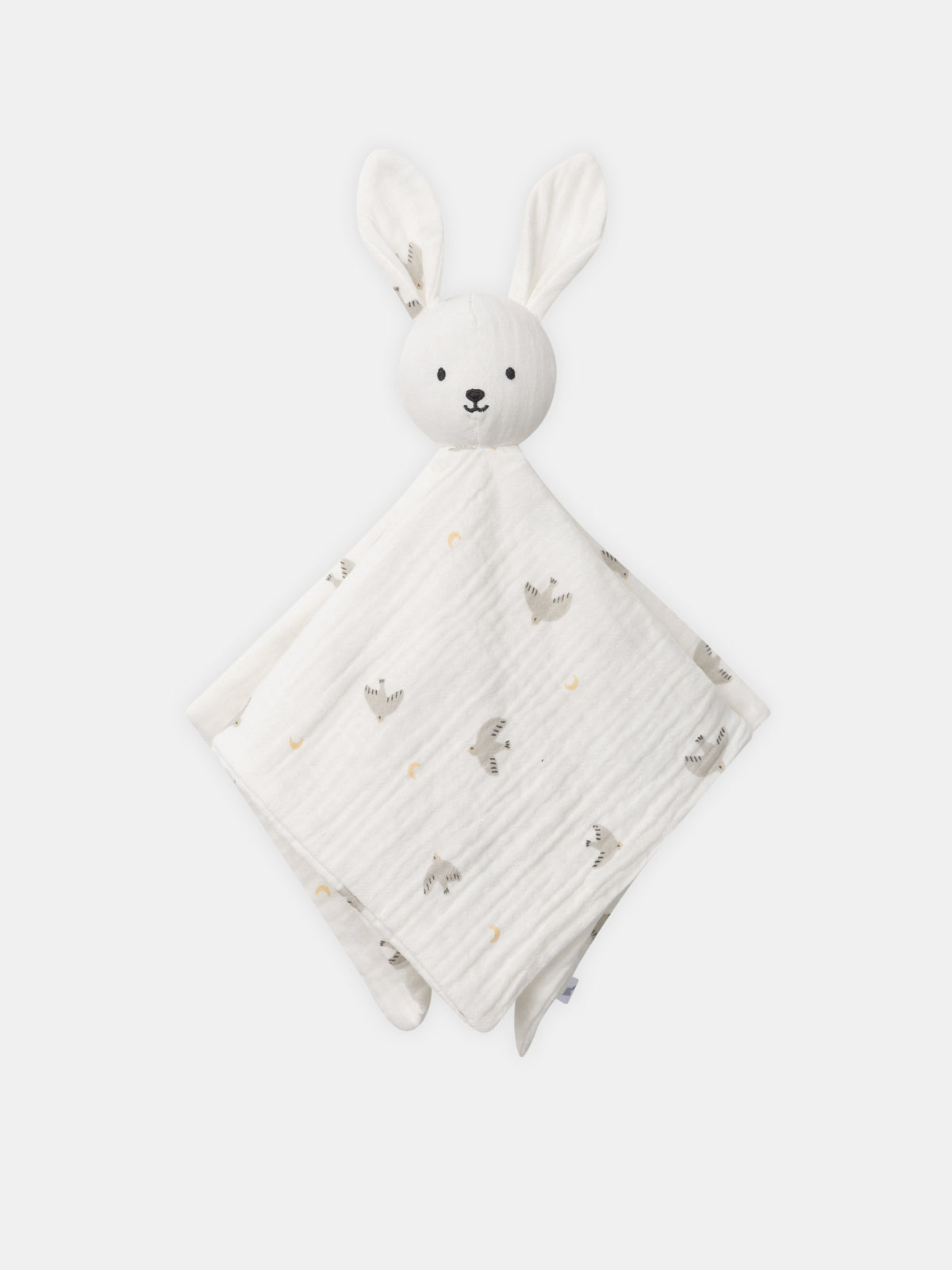 Doudou Coelho Creme Impresso com Pássaros para Nascimento Unisex