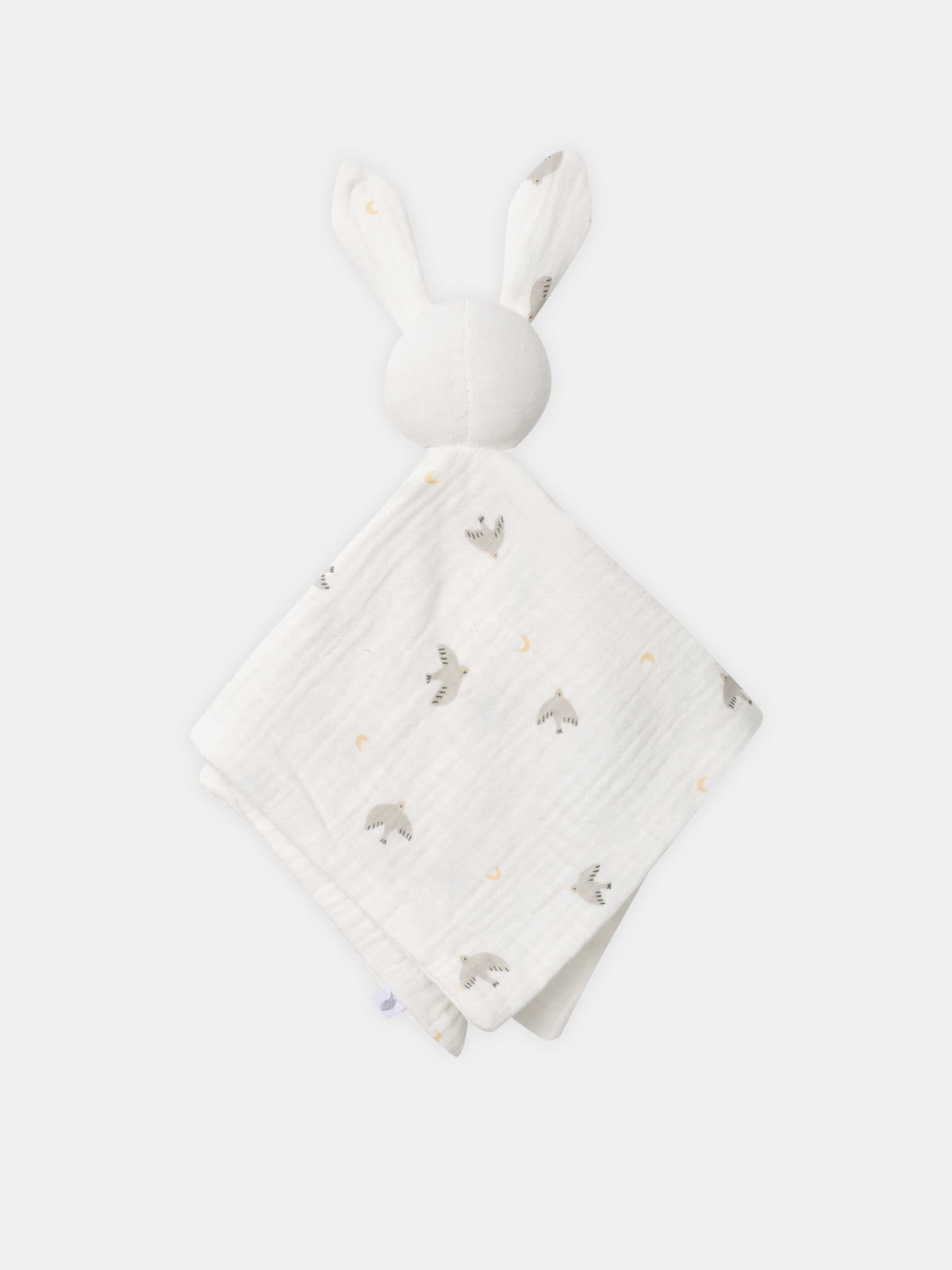 Doudou Coelho Creme Impresso com Pássaros para Nascimento Unisex