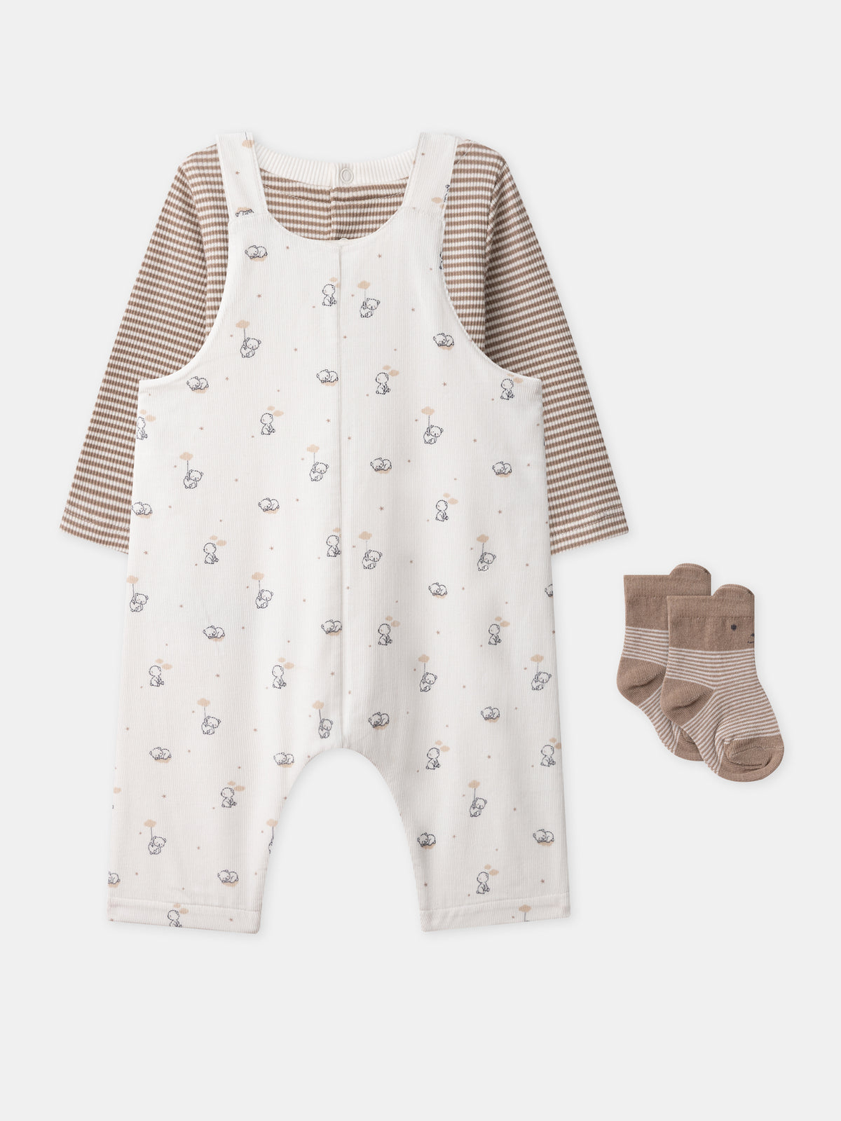 Conjunto salopete + body + meias Nascimento Menino