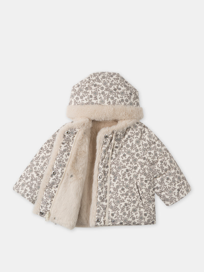 Casaco-reversível-imprimido-floral-ou-creme-Bebé-Mulher