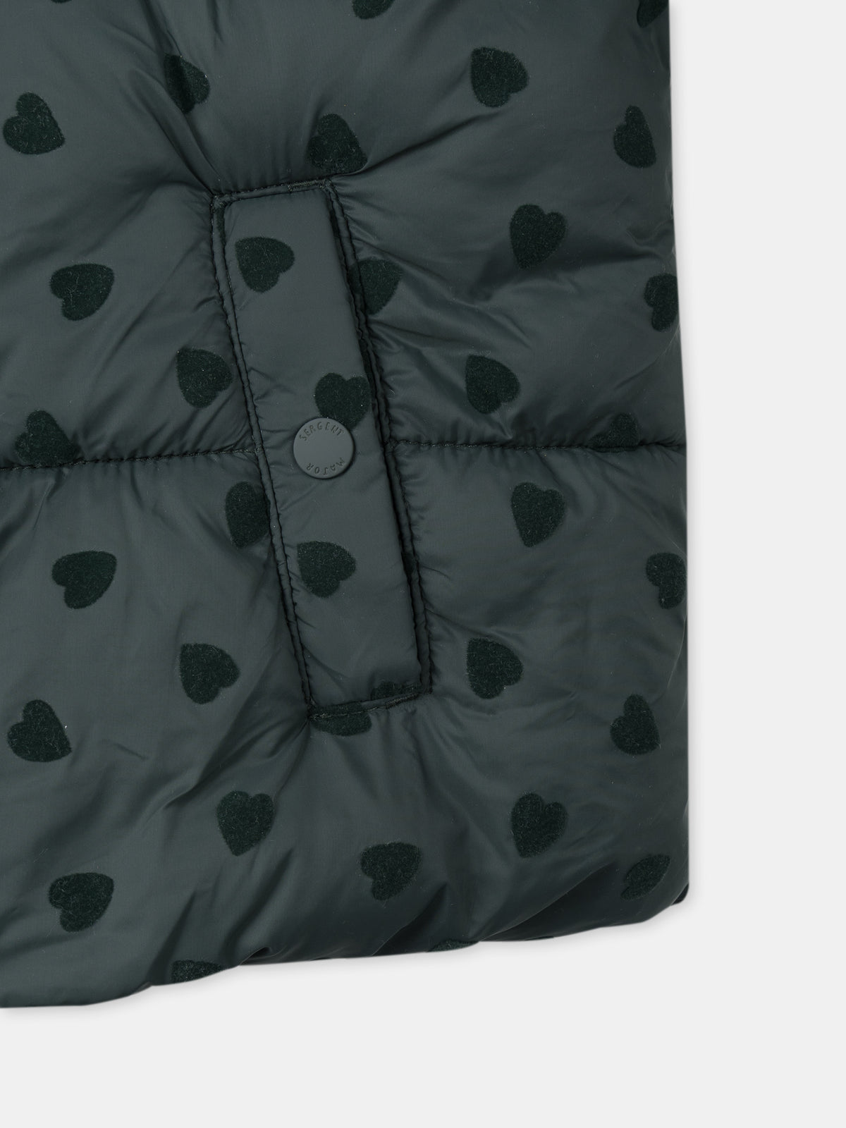 Doudoune verde escuro com estampado de coração Bebé Menina