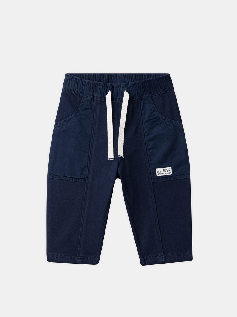 Pantalon bleu marine à broderie animaux Bébé Garçon