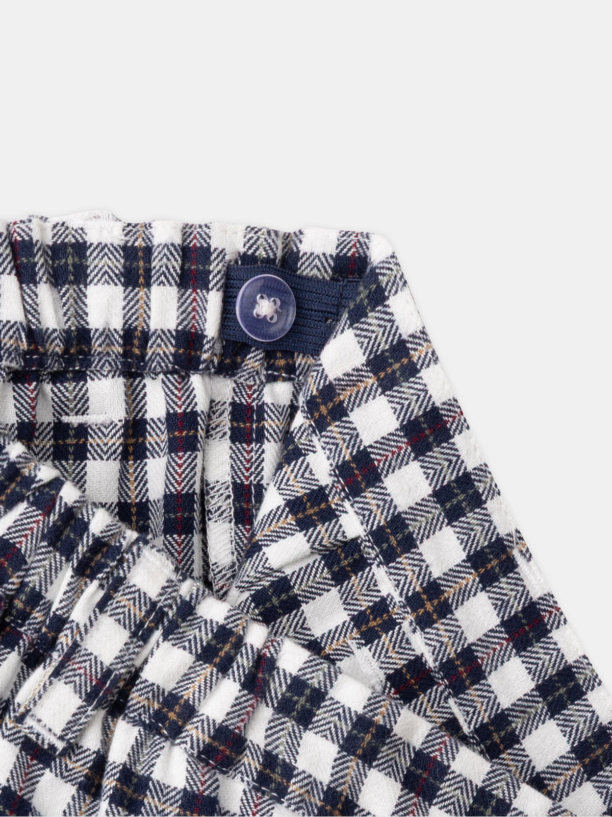 Jupe-short à carreaux bleu marine et blanc à taille élastiquée Fille
