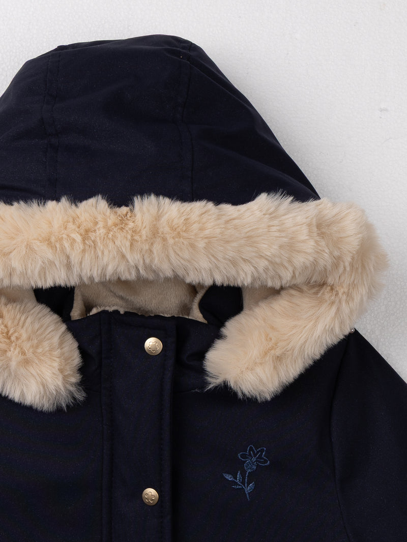 Parka 3 em 1 azul marinho com brilho para meninas